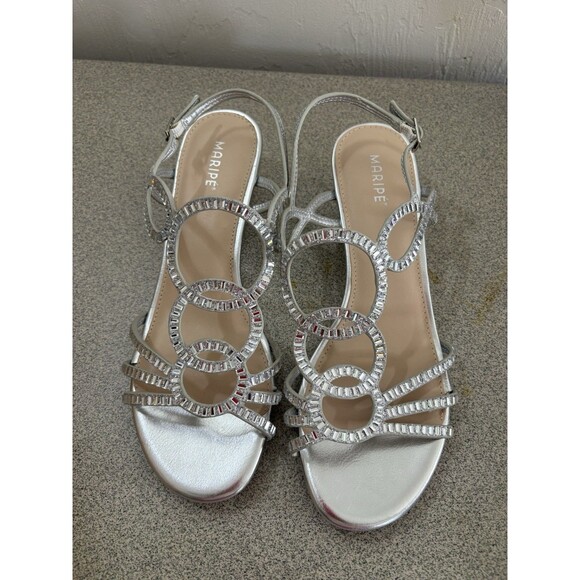 Marine Selena Women’s Size 8 Silver Rhinestone Wedge Heels New In Box Retail $49 - Picture 7 of 8